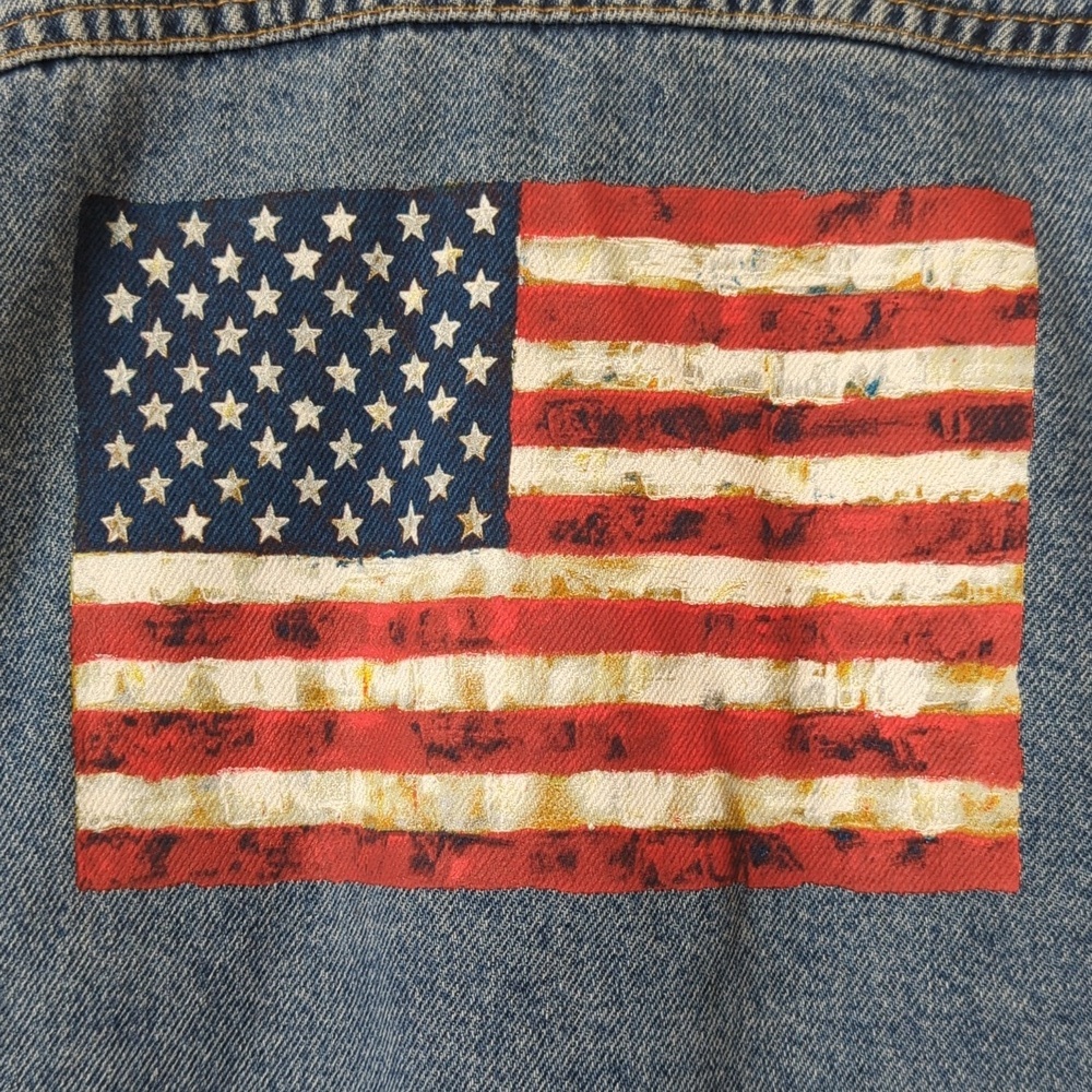 Levi's 2001 Vintage Deadstock USA American Flag Graphic Relaxed Trucker Jacket L - Picture 15 of 16